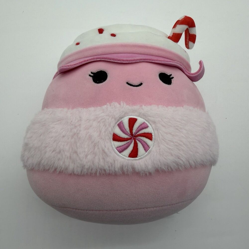 Squishmallow Ethel Candy Cane Hot Pink Peppermint Swirl On Belly Christmas